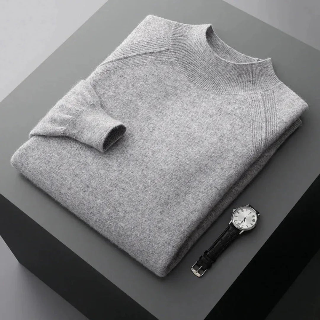 Cashmere Mock Neck Sweater for Ultimate Comfort Light Gray