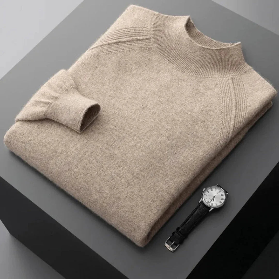 Cashmere Mock Neck Sweater for Ultimate Comfort Beige