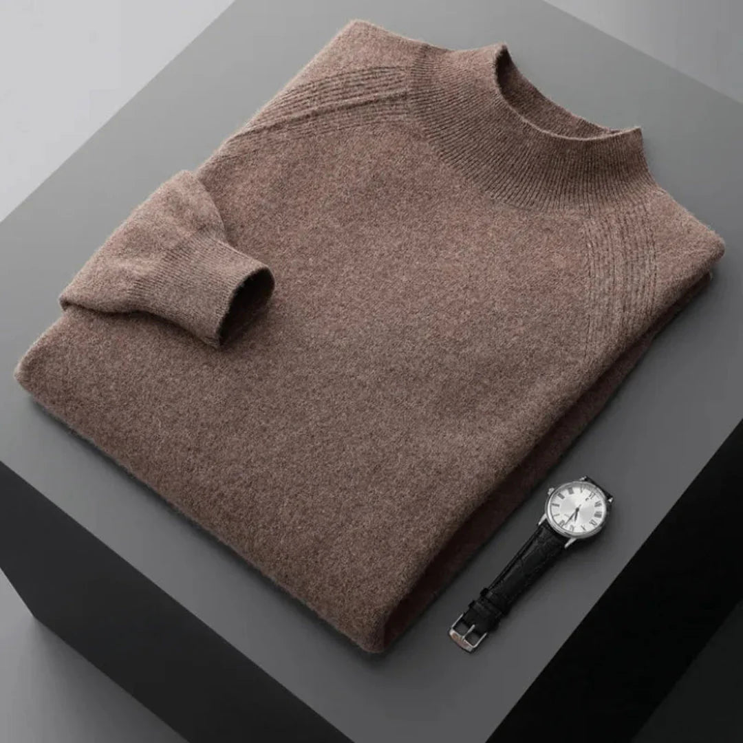 Cashmere Mock Neck Sweater for Ultimate Comfort Khaki