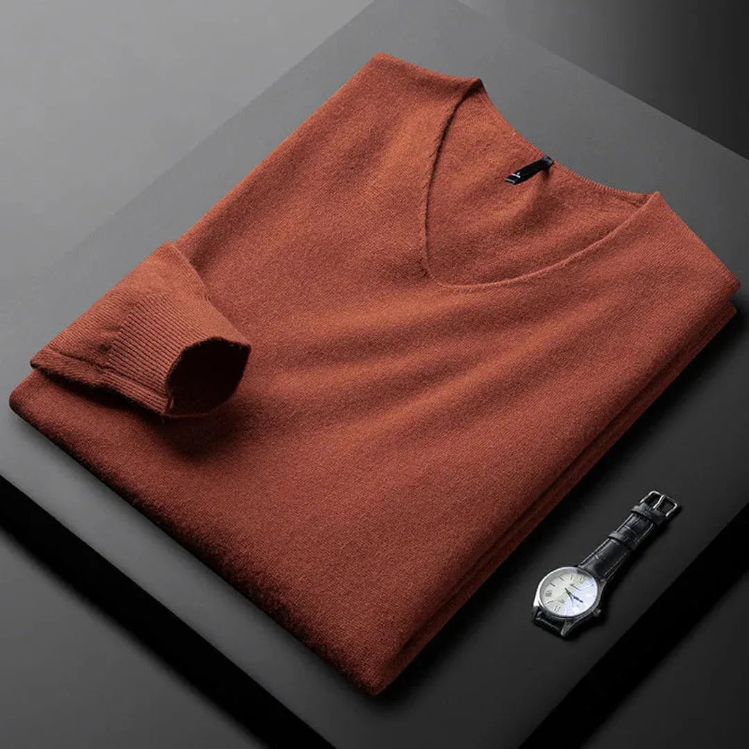 Cashmere V-Neck Sweater for Ultimate Comfort Orange Red