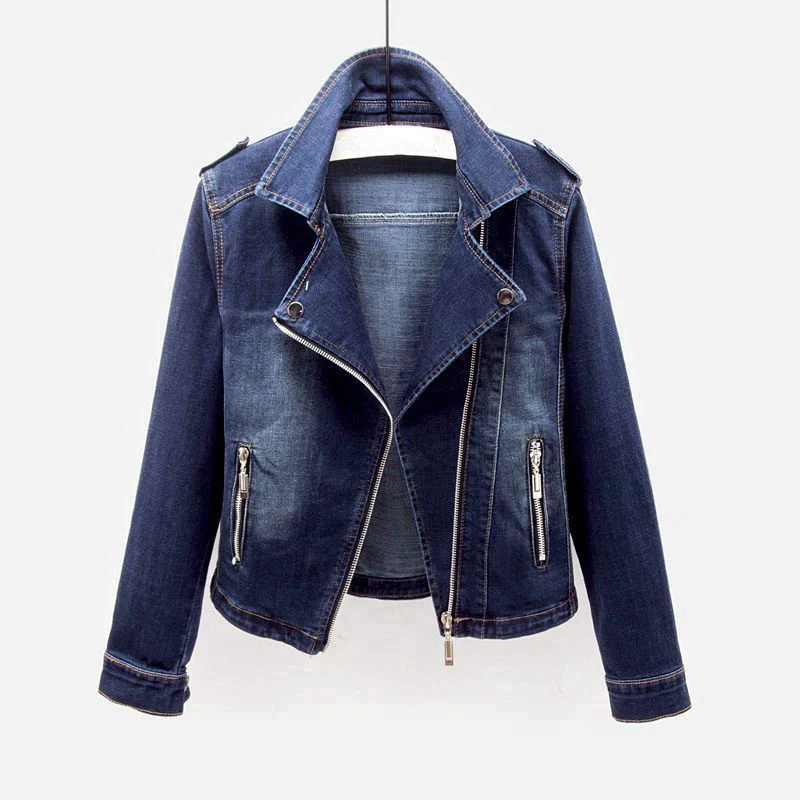 Casual Denim Jacket for Women Dark Blue