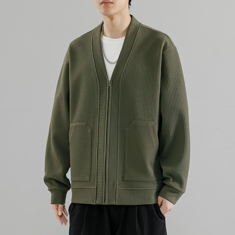Casual Knit Cardigan Sweater for Men - Perfect for Daily Wear Army green