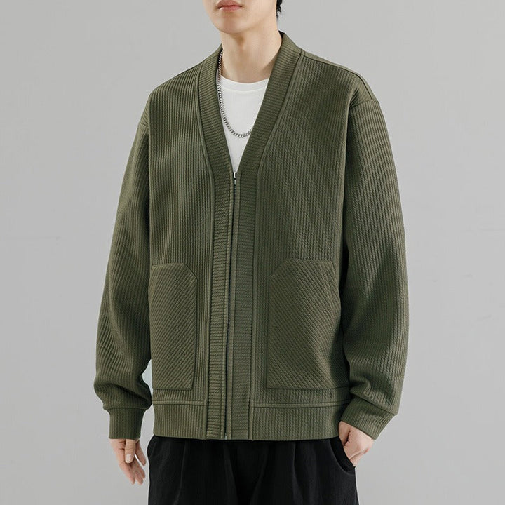 Casual Knit Cardigan Sweater for Men - Perfect for Daily Wear Army green