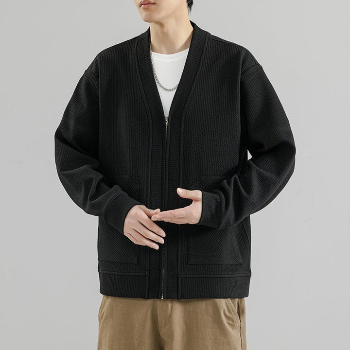 Casual Knit Cardigan Sweater for Men - Perfect for Daily Wear Black