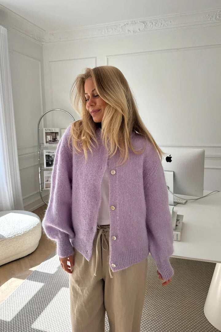 Casual Knitted Cardigan for Everyday Wear Lilac