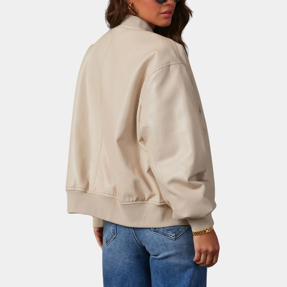 Casual Leather Jacket For Women Everyday Wear Warm Lined
