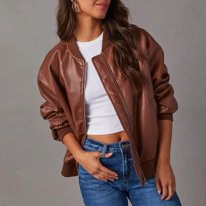 Casual Leather Jacket For Women Everyday Wear Warm Lined