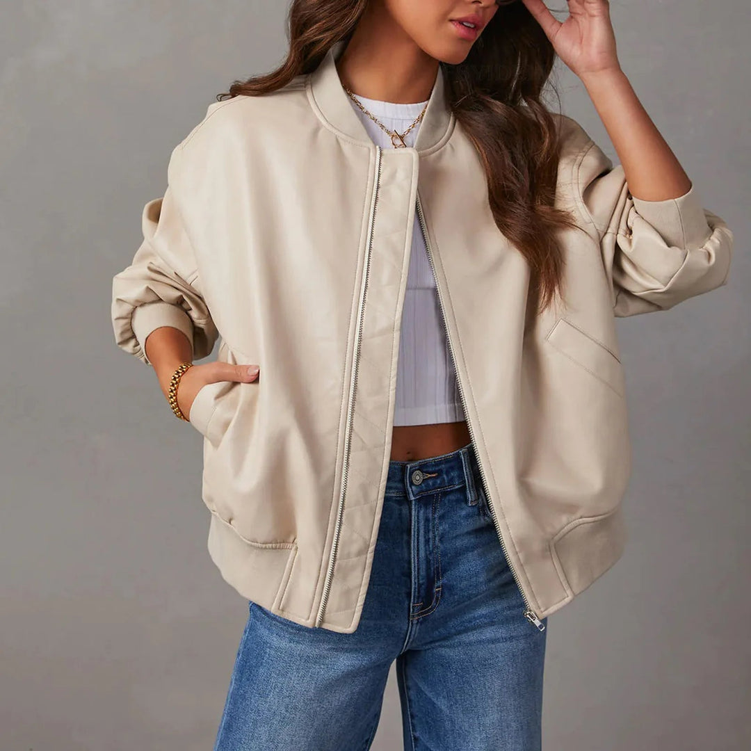 Casual Leather Jacket For Women Everyday Wear Warm Lined
