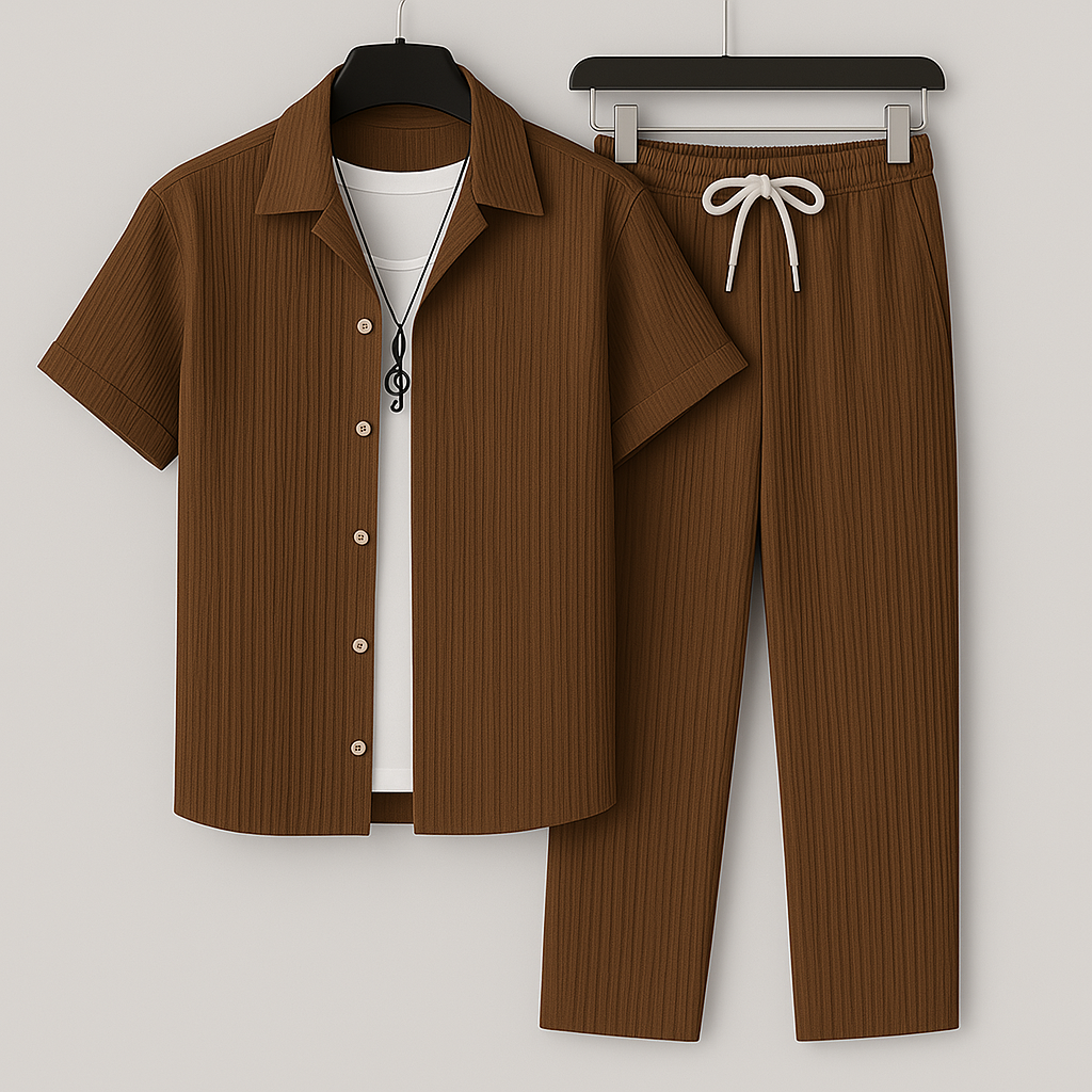 Cavari Relaxed Linen Set Brown