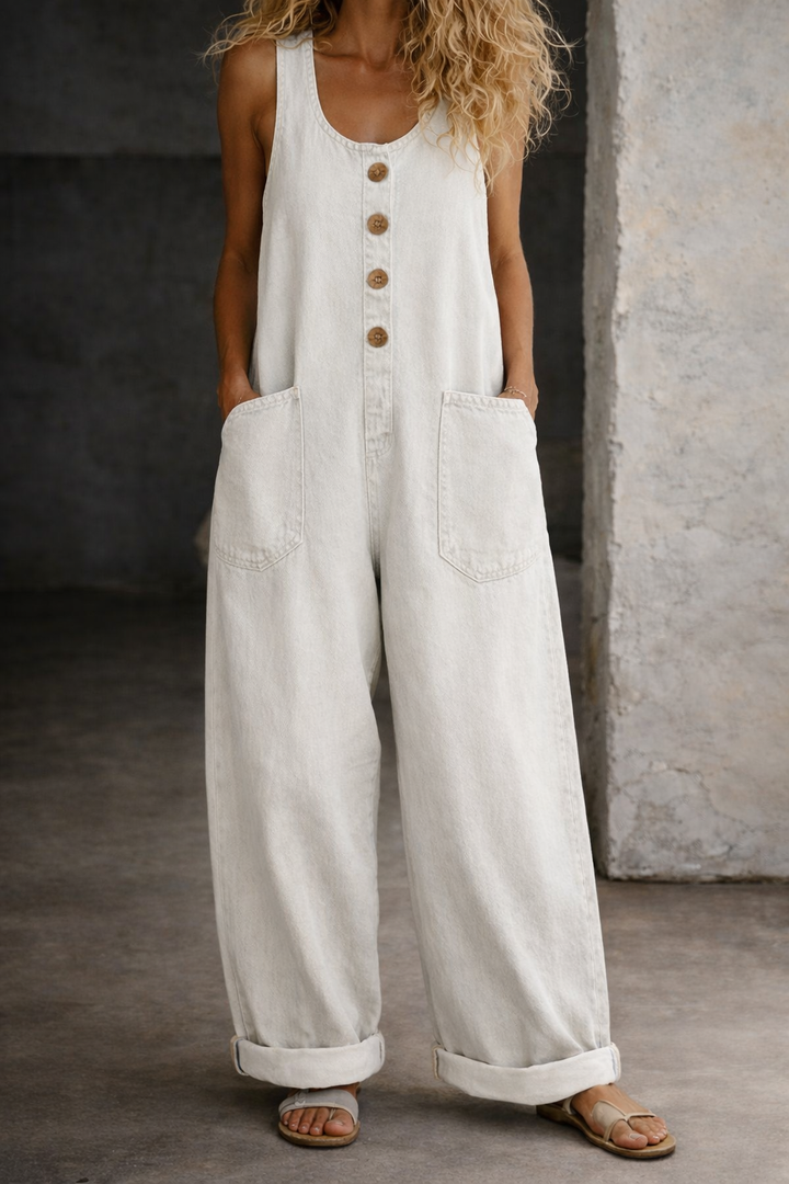 Willy | Vintage-Damenlatzhose aus gewaschenem Baumwoll-Denim
