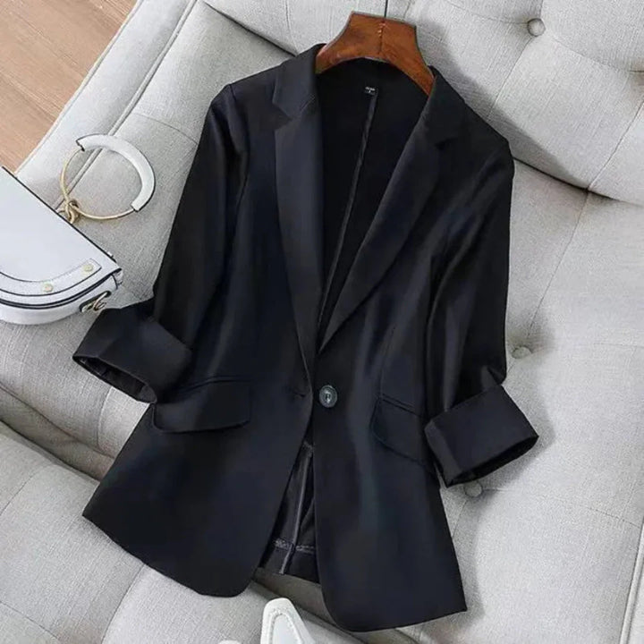 3/4 Sleeve Linen Blazer for Effortless Style-MODAUTLET