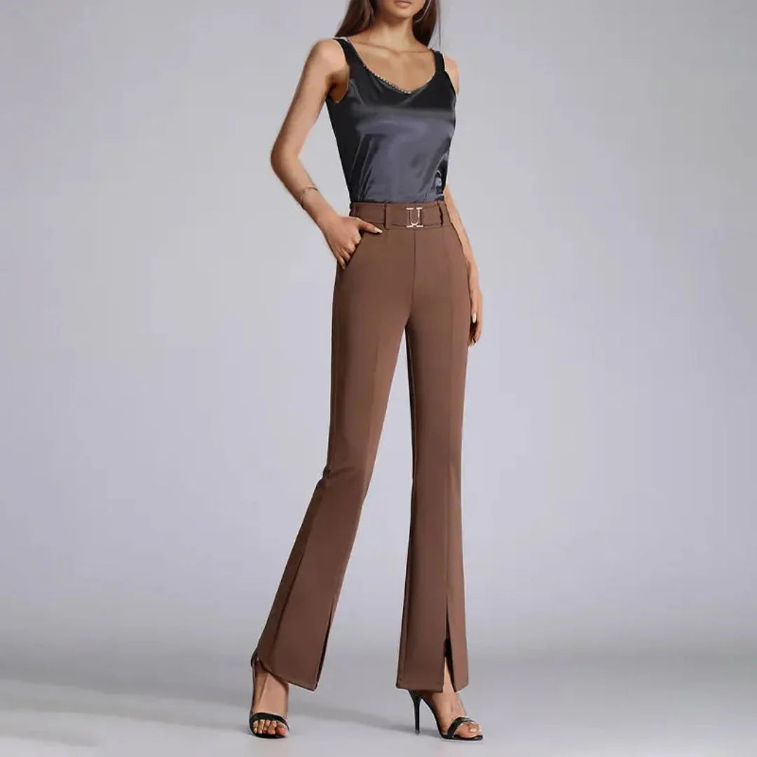 High-Waist Flared Trousers for Women-MODAUTLET