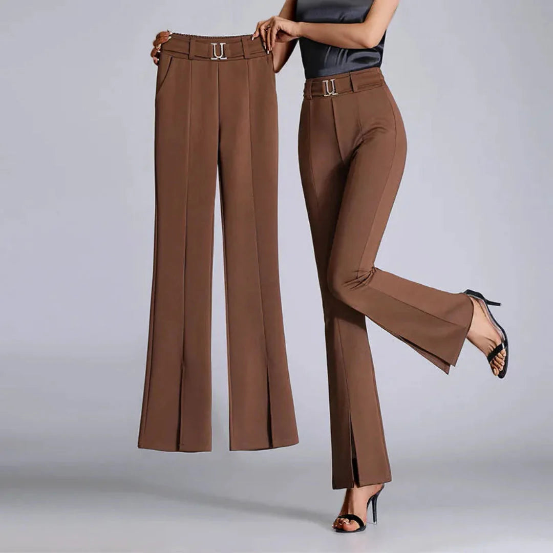 High-Waist Flared Trousers for Women-MODAUTLET