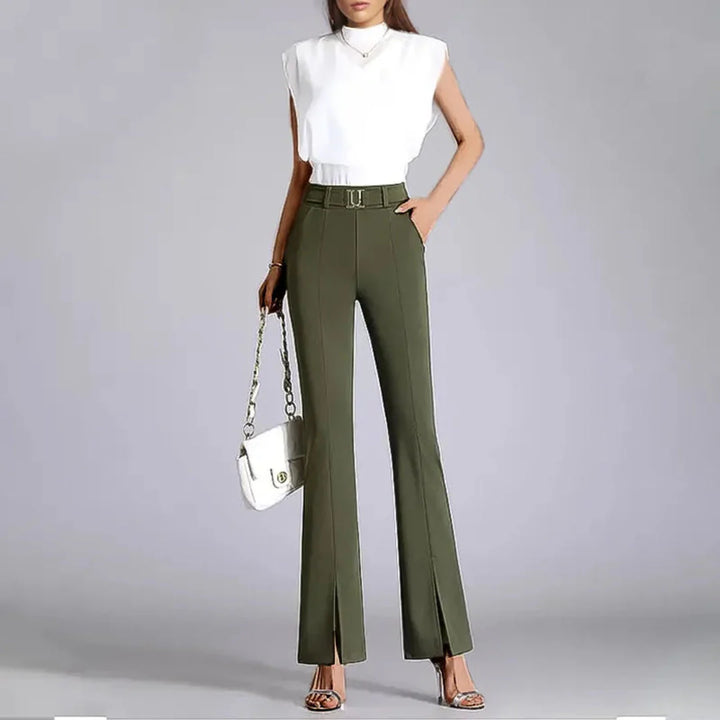 High-Waist Flared Trousers for Women-MODAUTLET