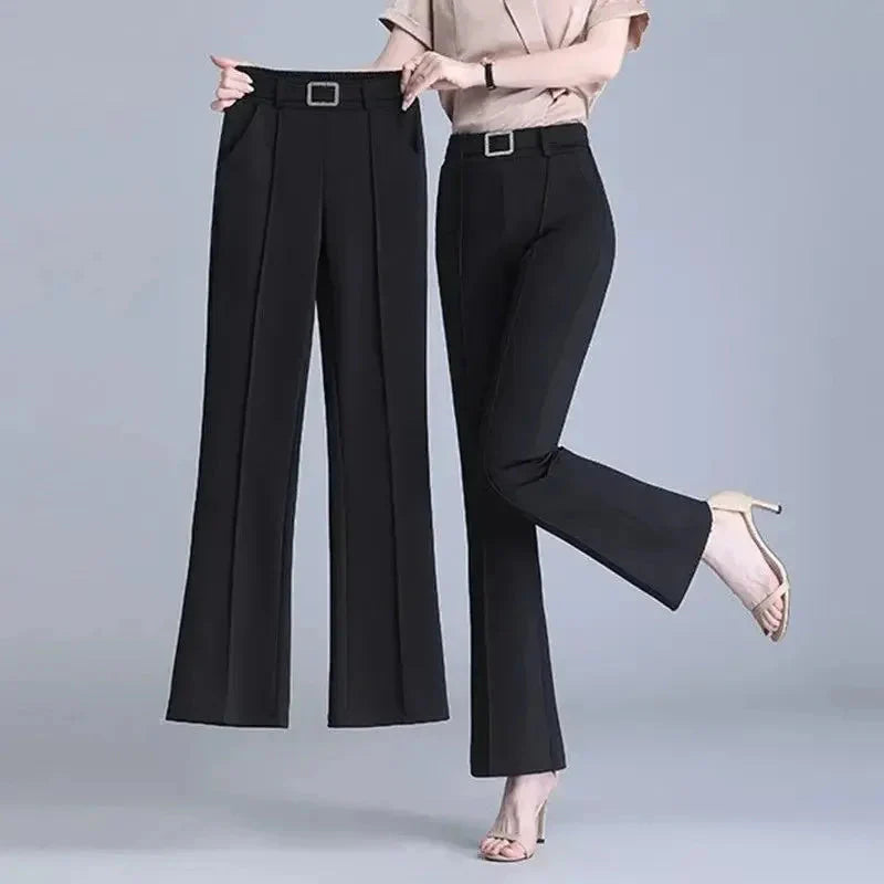 High-Waist Flared Trousers for Women Black