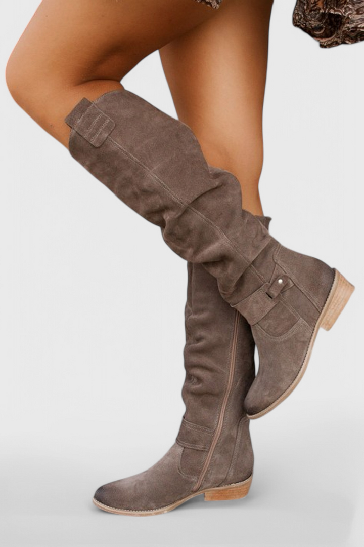 Celine Retro-Inspired High Boots Grey