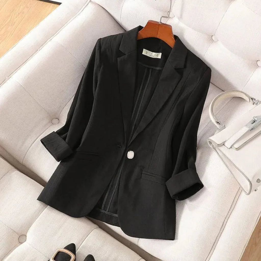 Lightweight Linen Blazer for Effortless Style Black