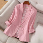 Lightweight Linen Blazer for Effortless Style Pink