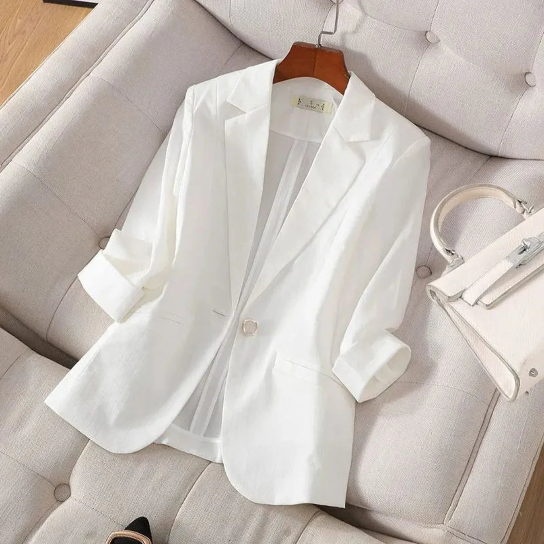 Lightweight Linen Blazer for Effortless Style White