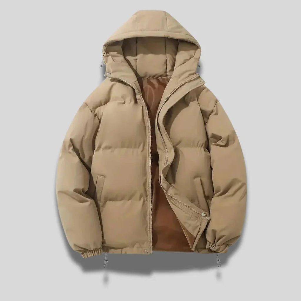 Ultra-Warm Hooded Puffer Jacket Beige