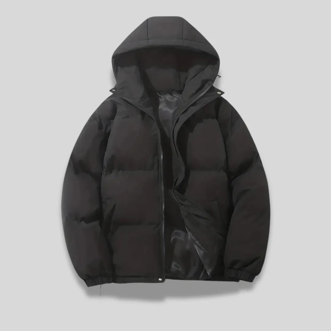 Ultra-Warm Hooded Puffer Jacket Black