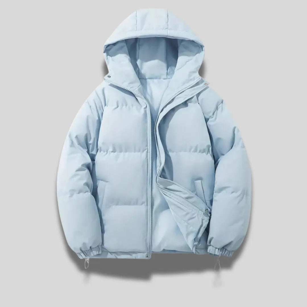 Ultra-Warm Hooded Puffer Jacket Blue