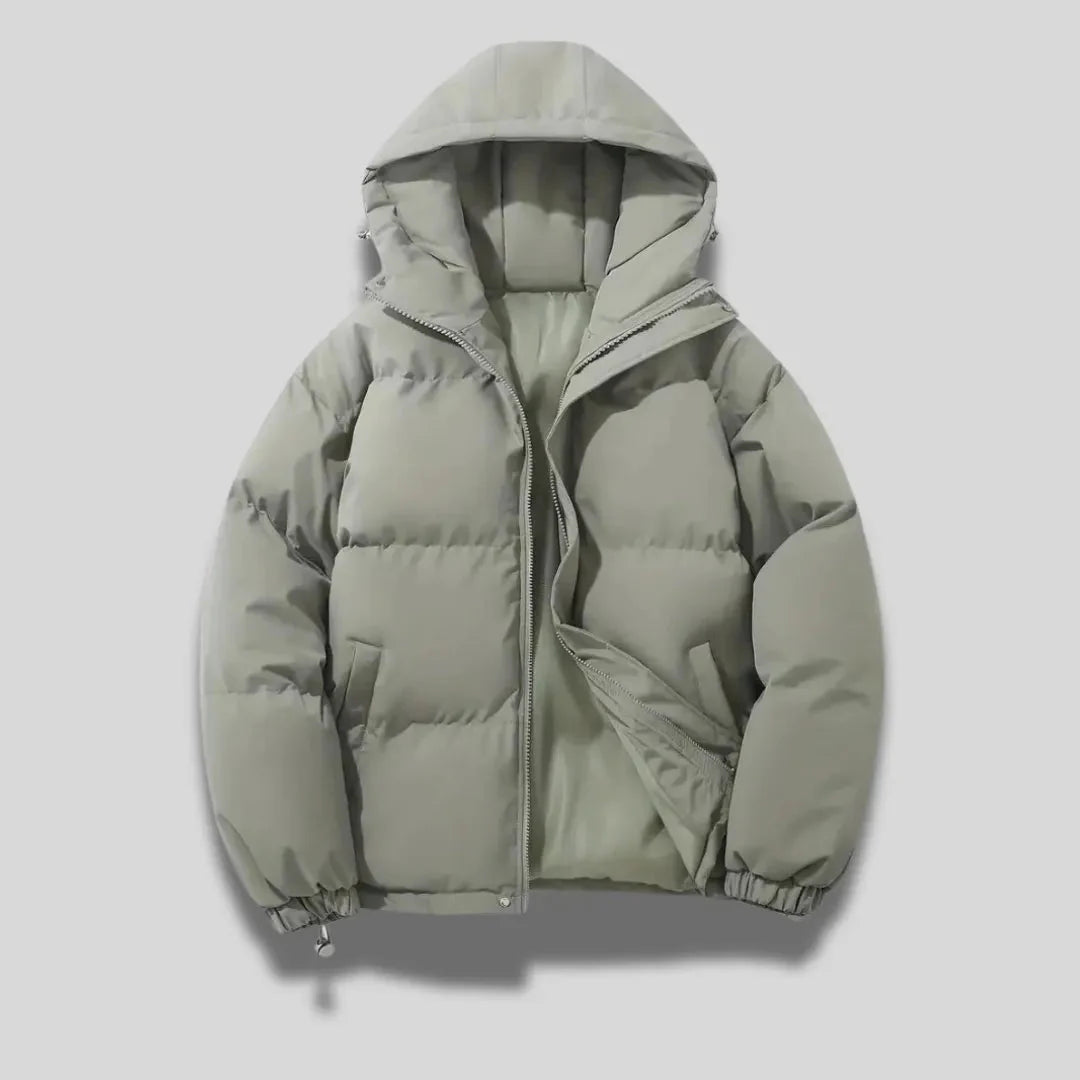 Ultra-Warm Hooded Puffer Jacket Light Gray