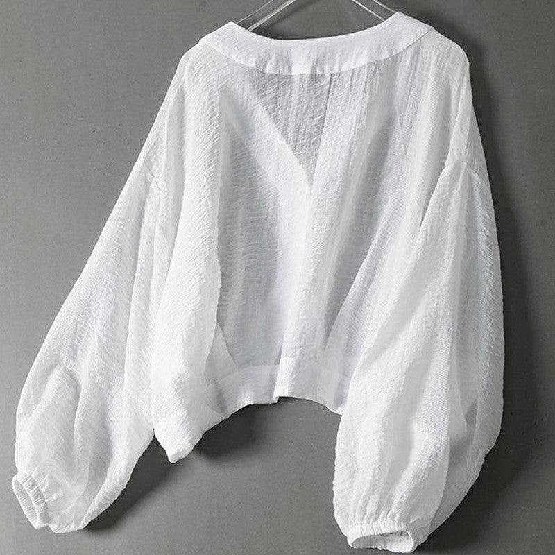 Charlotte Rose | Women's Cropped Blouse with Balloon Sleeves-MODAUTLET