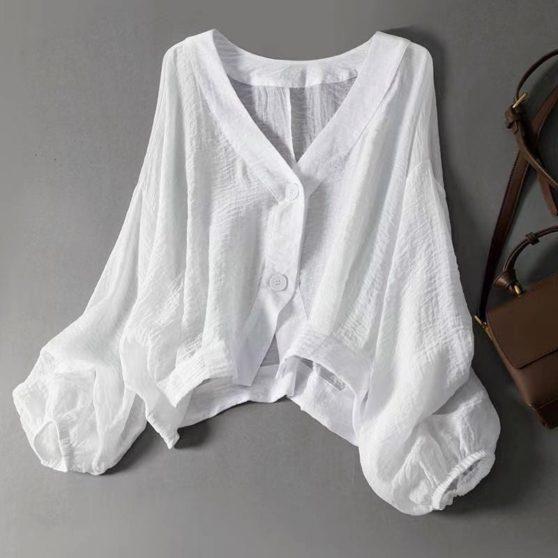 Charlotte Rose | Women's Cropped Blouse with Balloon Sleeves-MODAUTLET