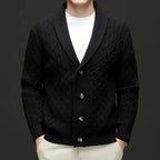 Wool Shawl Cardigan Black