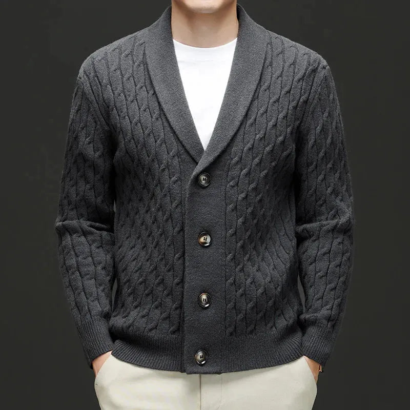 Wool Shawl Cardigan Gray