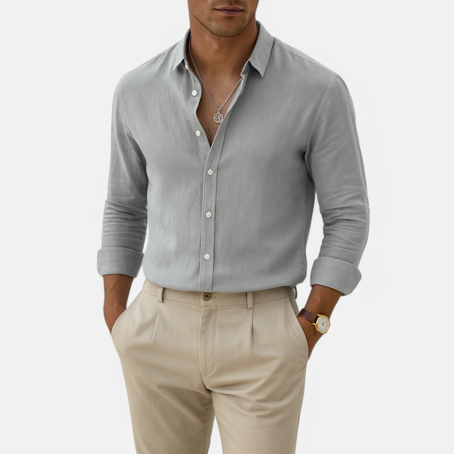 Men’s Cotton-Linen Beach Shirt
