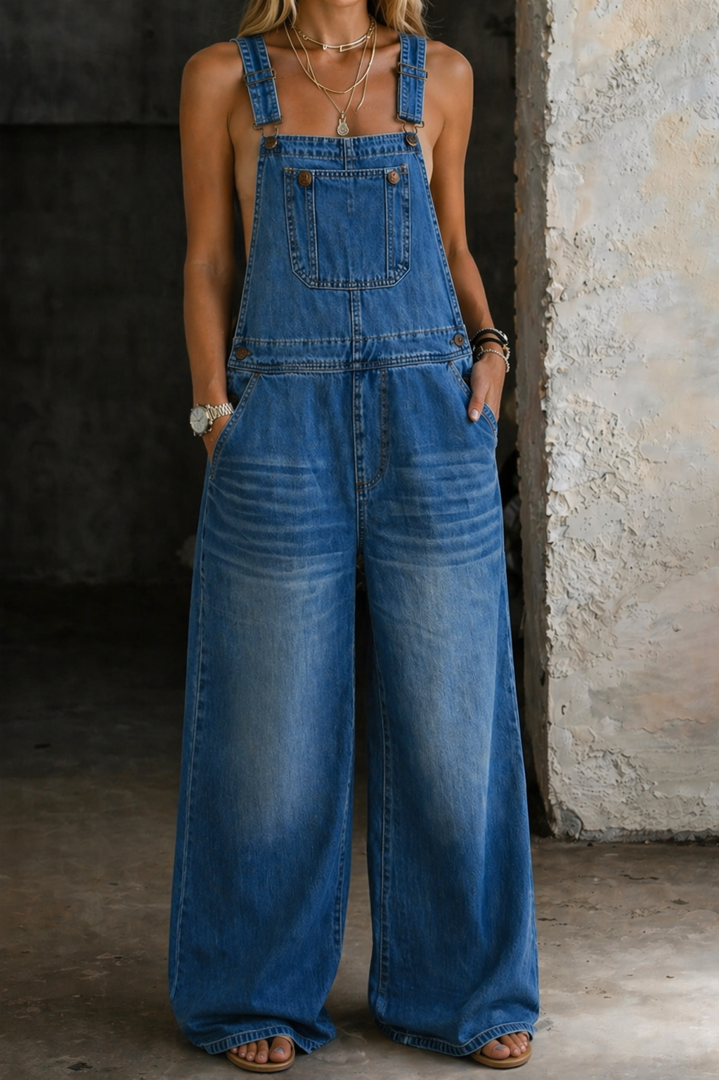 Harper | Damen-Latzanzug aus Denim mit elastischem Bund