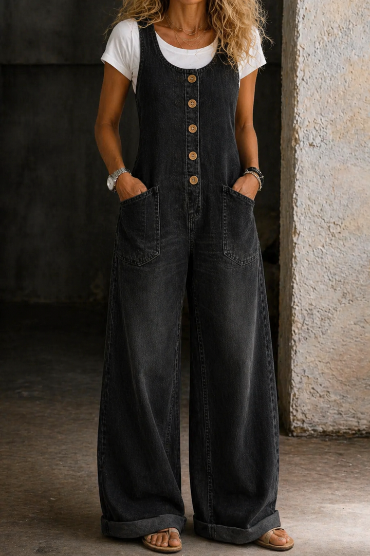 Bethany | Salopette da donna in denim di cotone vintage effetto lavato