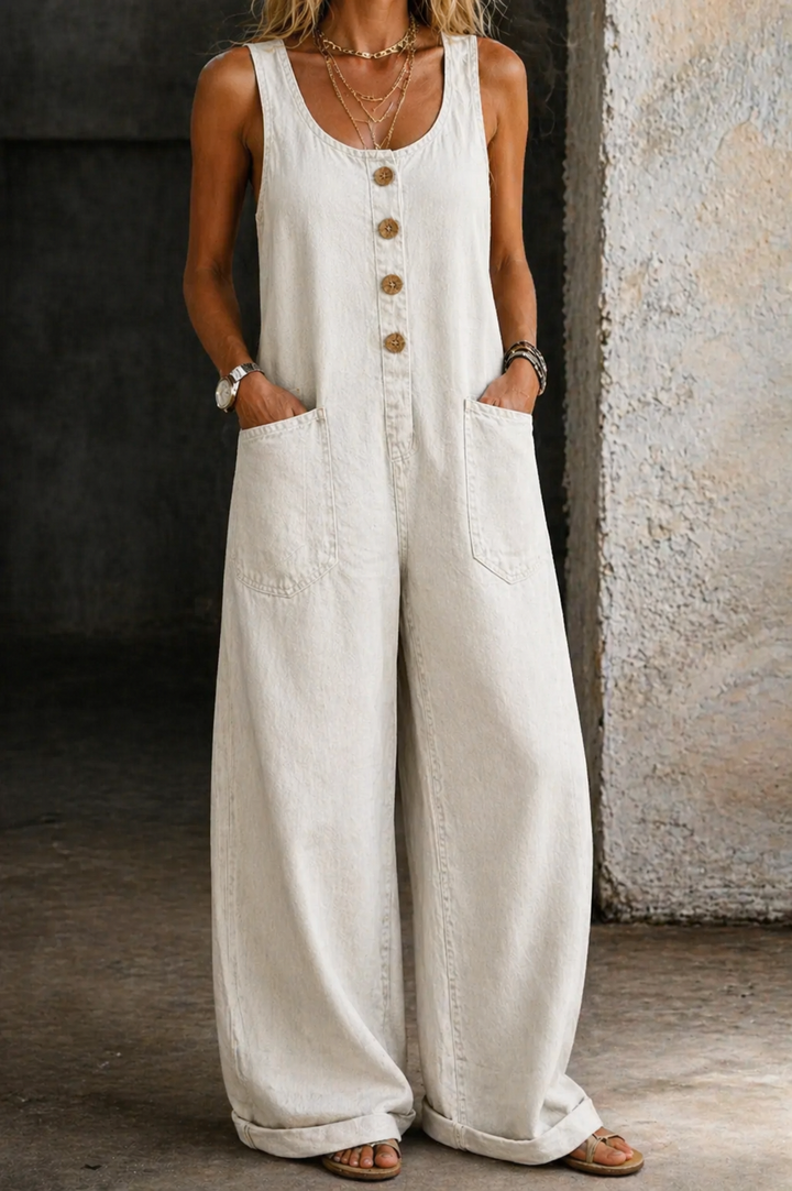 Willy | Vintage-Damenlatzhose aus gewaschenem Baumwoll-Denim