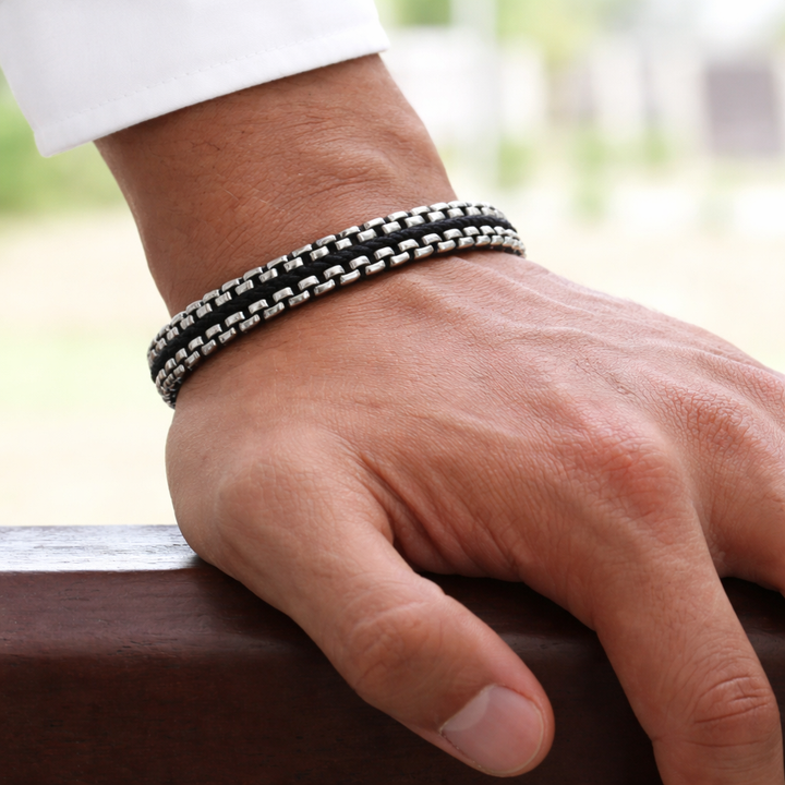 Stylish Onyx Steel Link Bracelet-MODAUTLET