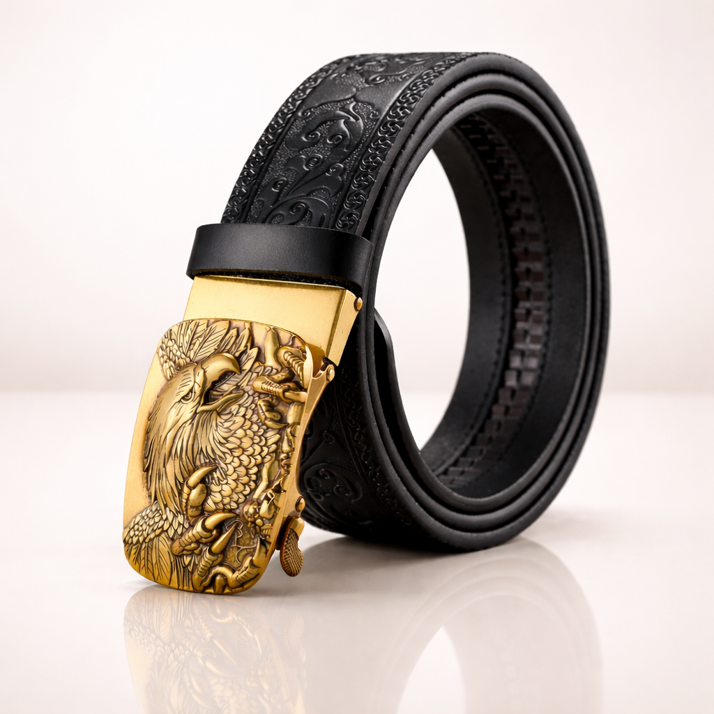 Premium Black Cowhide Leather Belt
