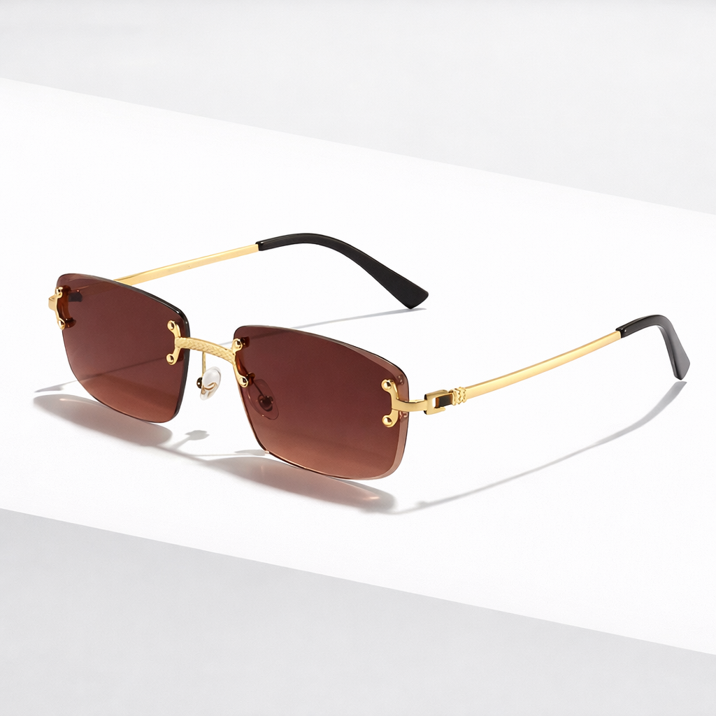 Stylish Rimless Rectangular Sunglasses for Ultimate Sun Protection-MODAUTLET