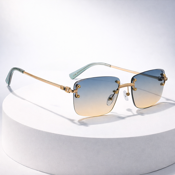 Stylish Rimless Rectangular Sunglasses for Ultimate Sun Protection-MODAUTLET