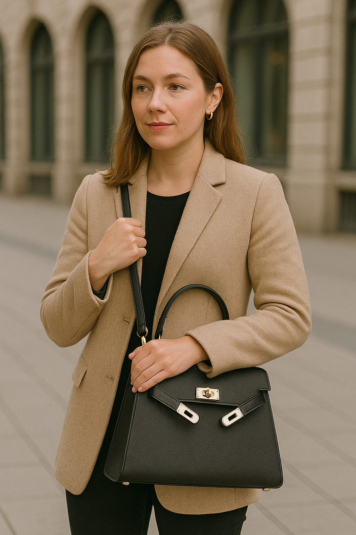 Elegant Compact Leather Handbag-MODAUTLET