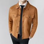 Elegant Long Sleeve Suede Jacket Brown