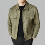 Elegant Long Sleeve Suede Jacket Green