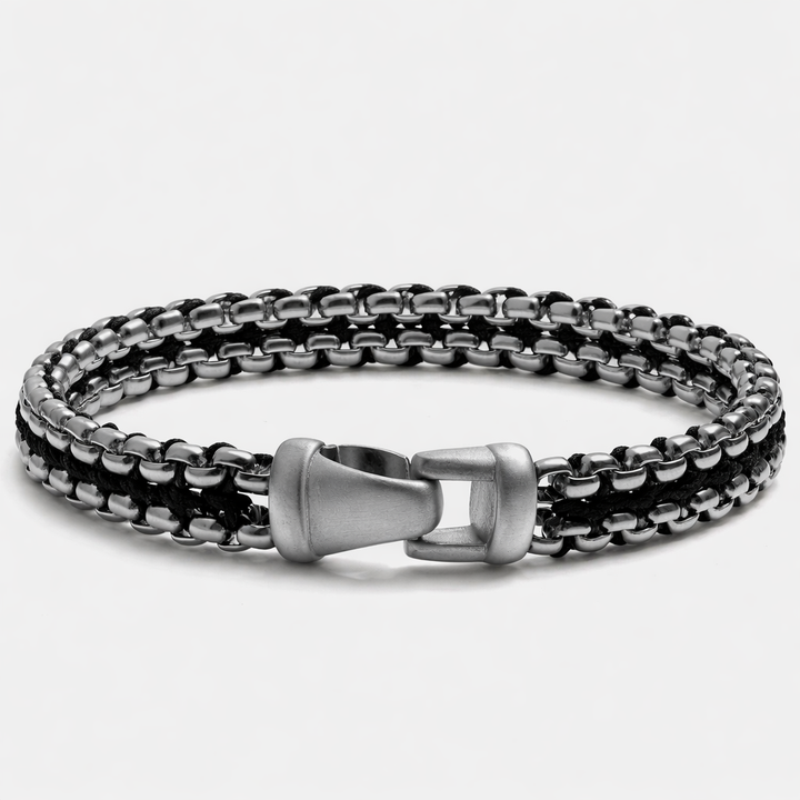 Stylish Steel Link Bracelet in Onyx Finish-MODAUTLET