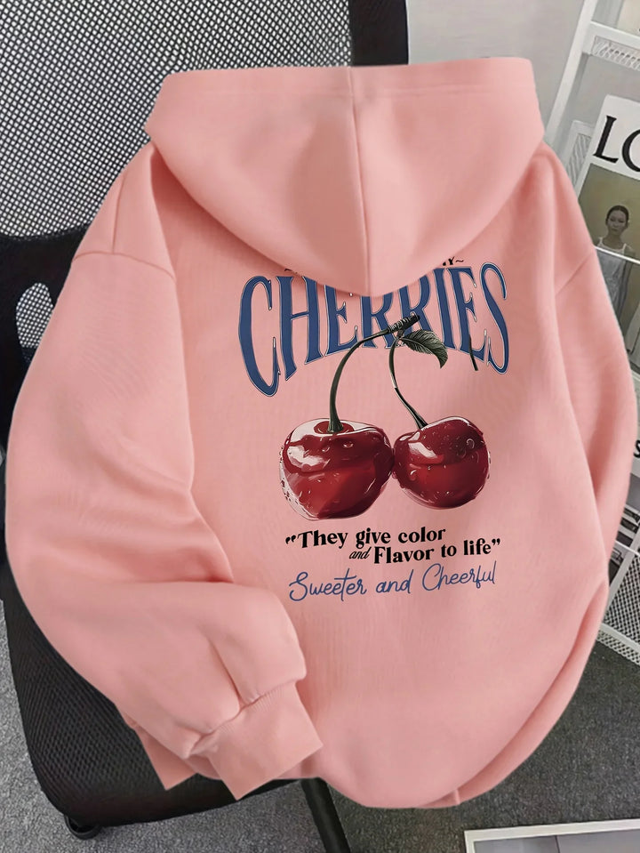 Cherry Print Hoodie for Comfortable Casual Wear-MODAUTLET
