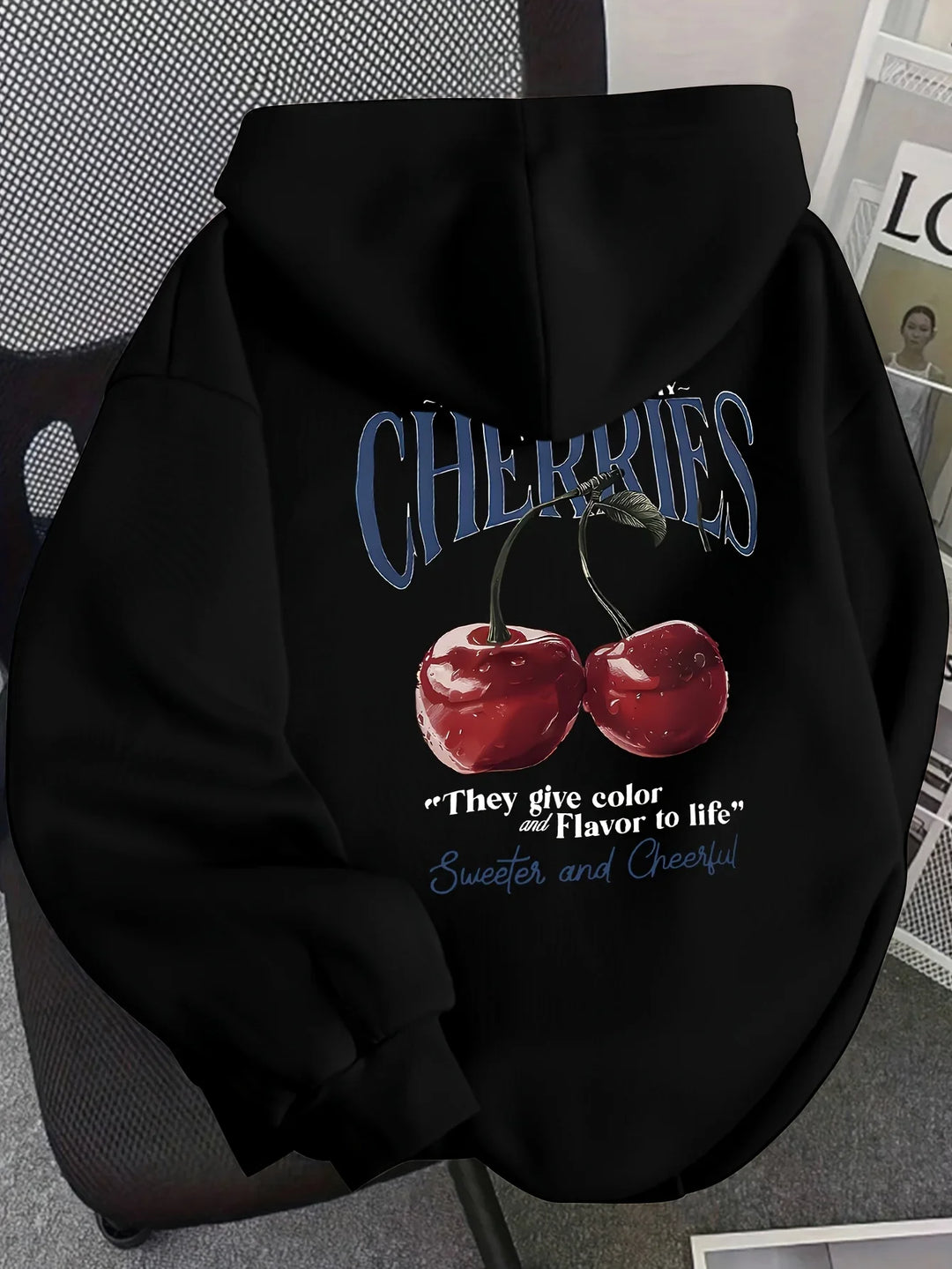Cherry Print Hoodie for Comfortable Casual Wear-MODAUTLET