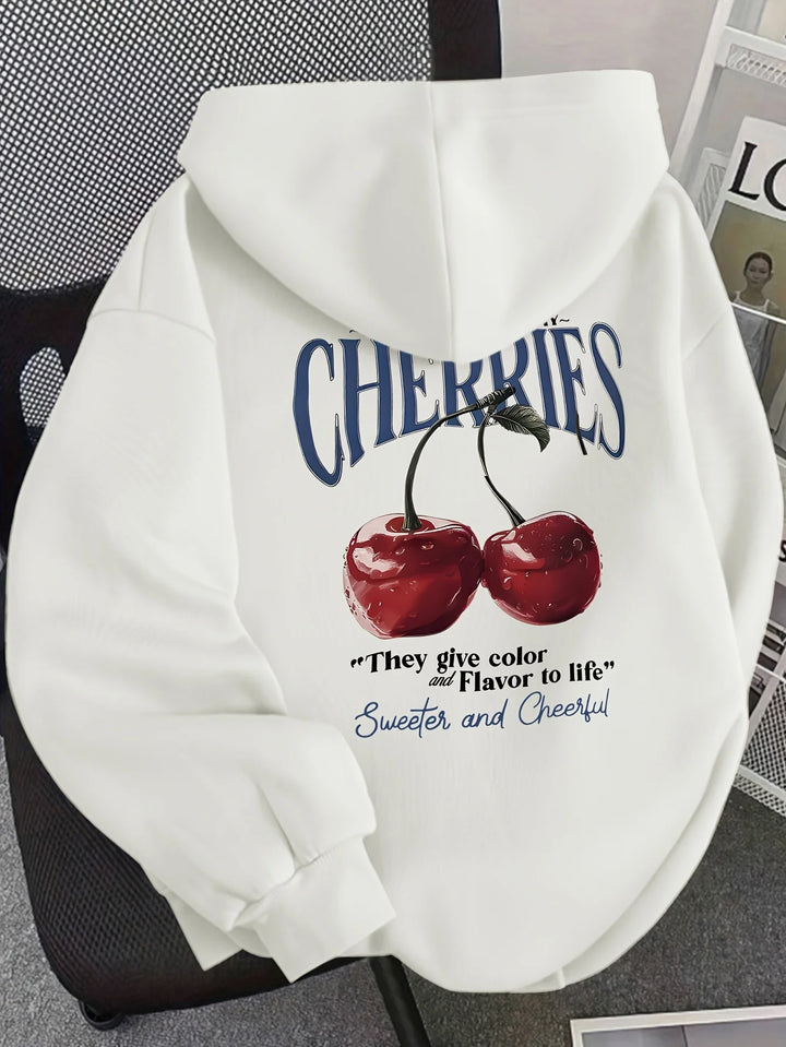 Cherry Print Hoodie for Comfortable Casual Wear-MODAUTLET
