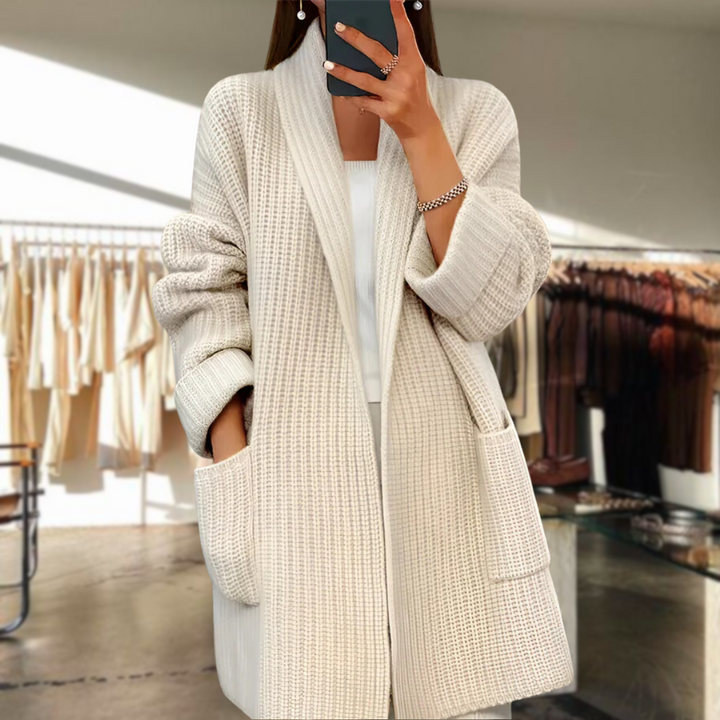 Chic Classy Cardigan for Effortless Style Beige One Size (Fits All)