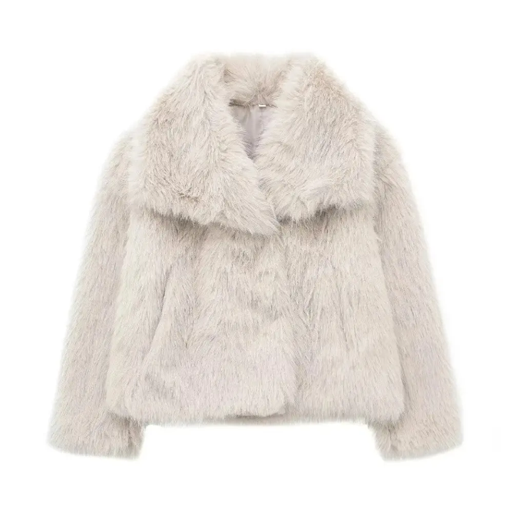 Chic Faux Fur Glam Jacket Beige White