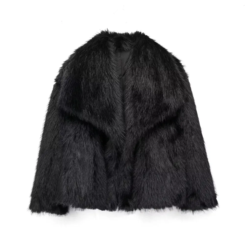 Chic Faux Fur Glam Jacket Black