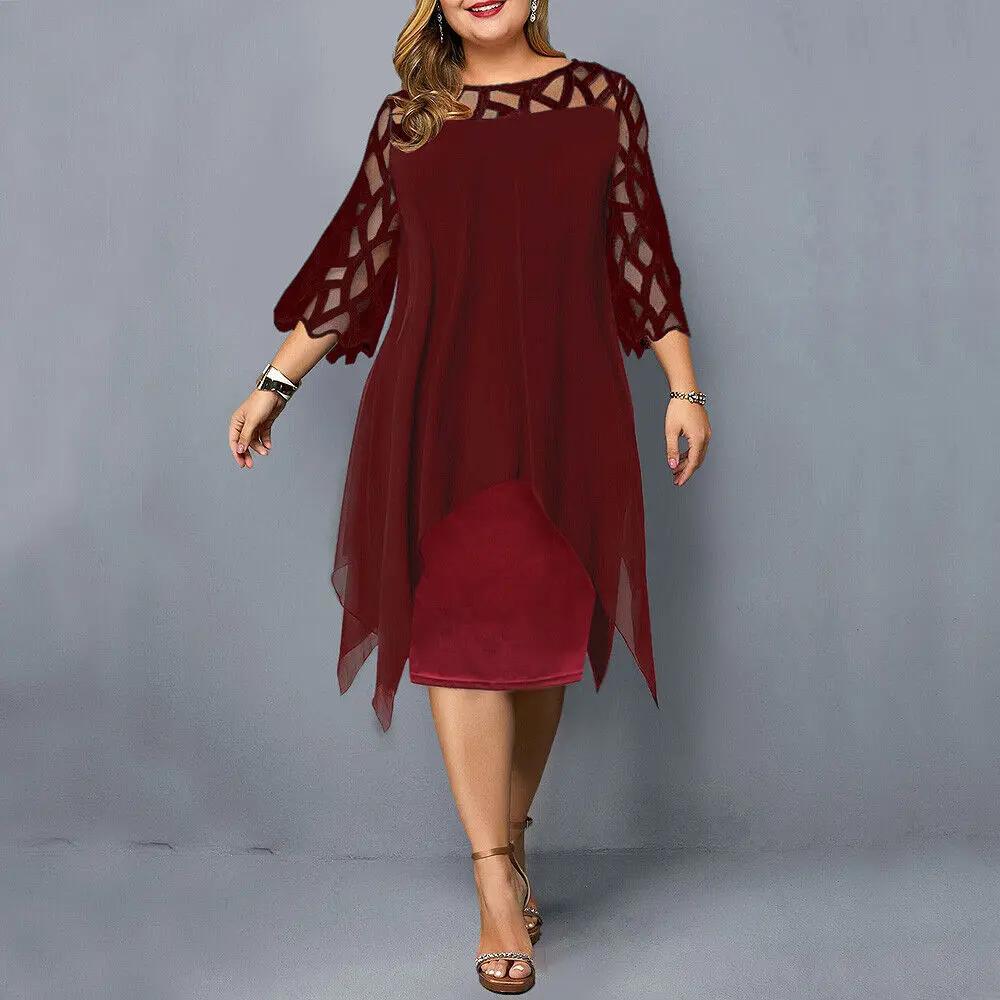 Elegant Versatile Midi Dress for Women Red Wine